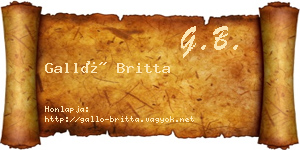 Galló Britta névjegykártya